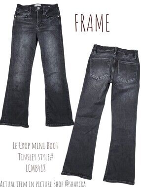 Frame women's Le Crop mini Boot Tinsley LCMB418 Faded Black Mini Flare Jeans 25